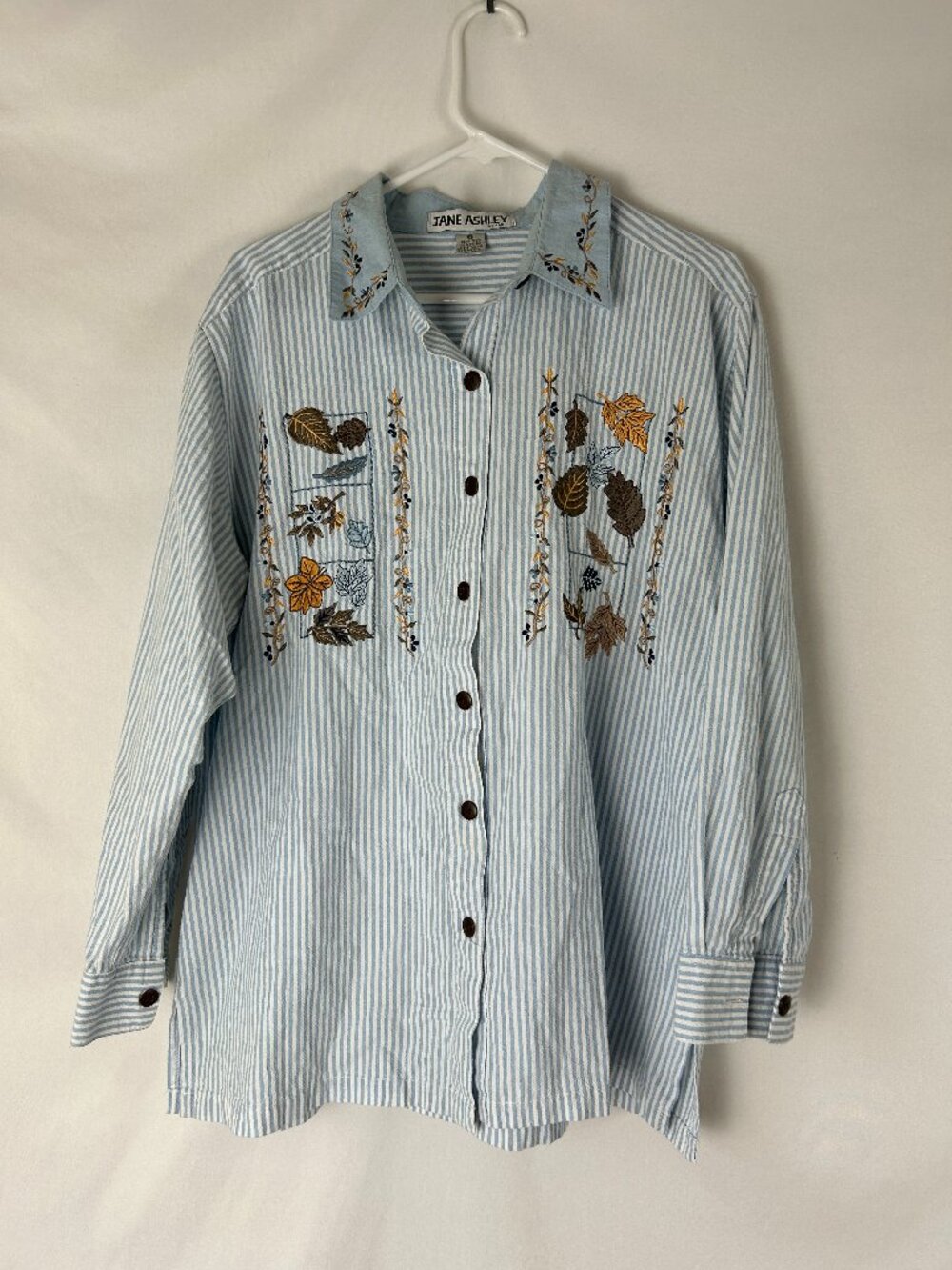 Jane Ashley Vintage Autumn Embroidered Striped 1X Grandmacore